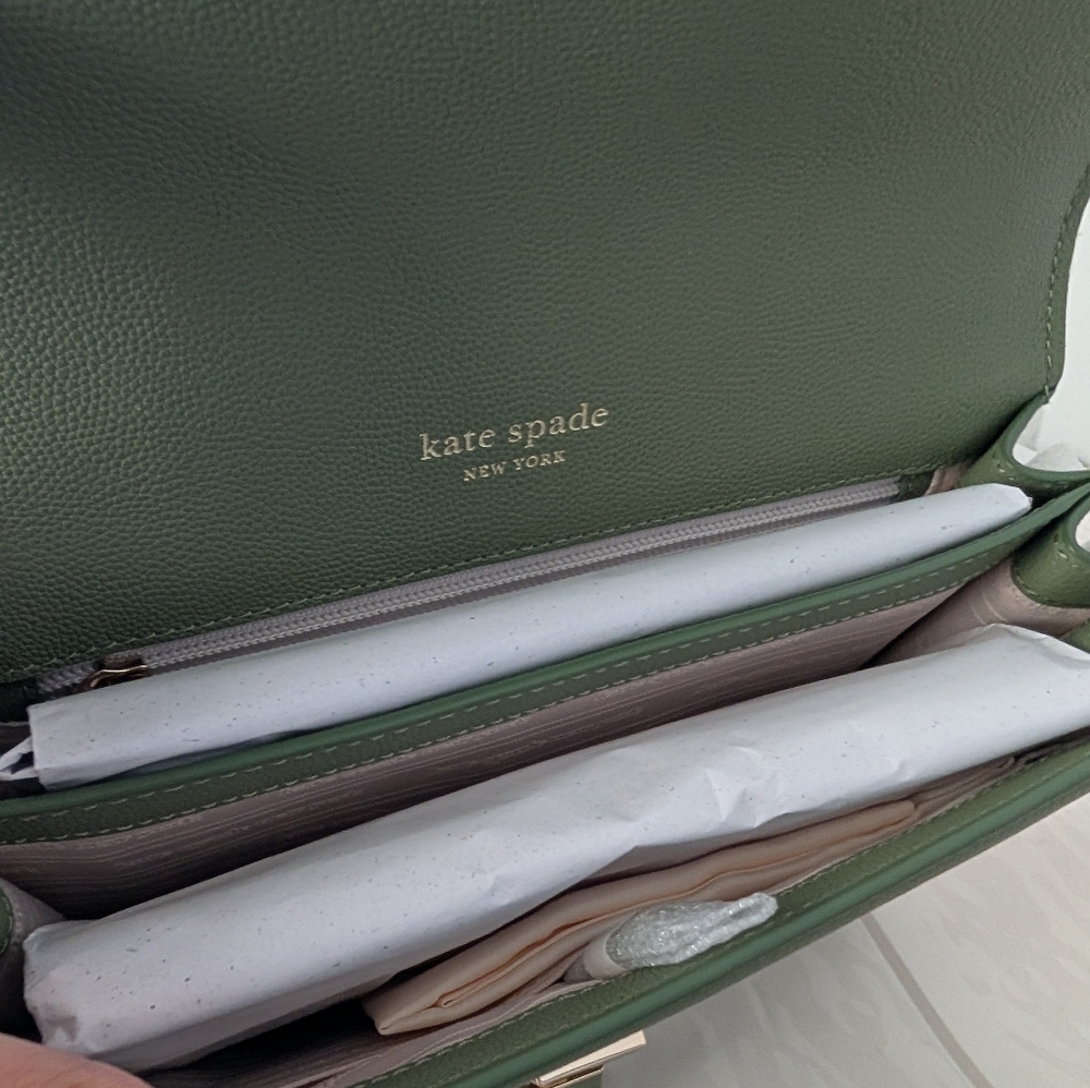 NWT Kate Spade KE898 Locket Large Pebbled Leather Flap Shoulder Bag In Romain - Picture 5 of 5